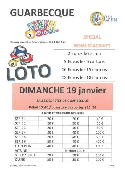 Loto à guarbecque 19 janvier